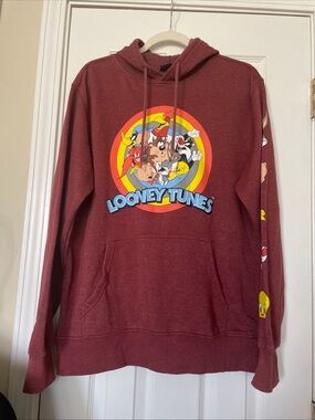 Warner Bros. Men's Maroon‎ Looney Tunes Crewneck Hoodie